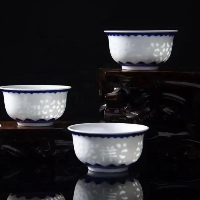 Jingdezhen 9 Pieces Porcelain Tea Sets Kongfu Tea Living Room Sets Fine Ceramic Tea Cup Sets For Collection