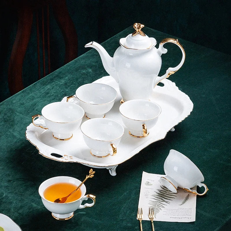 Hot Selling European Style White Luxury Phnom Penh Afternoon Tea Ceramic Coffee Set