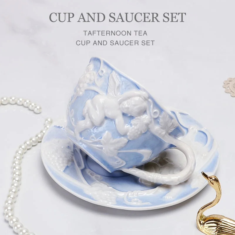 Discount European Classic Blue Ceramic Tea Set Gift Box