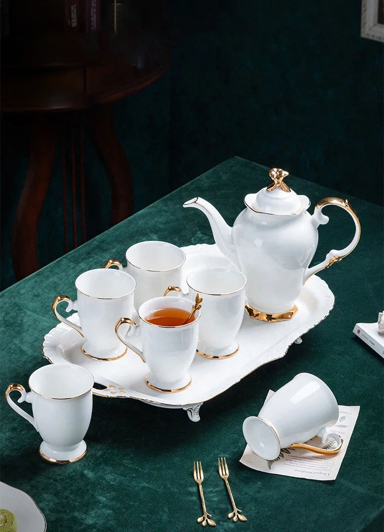 Hot Selling European Style White Luxury Phnom Penh Afternoon Tea Ceramic Coffee Set