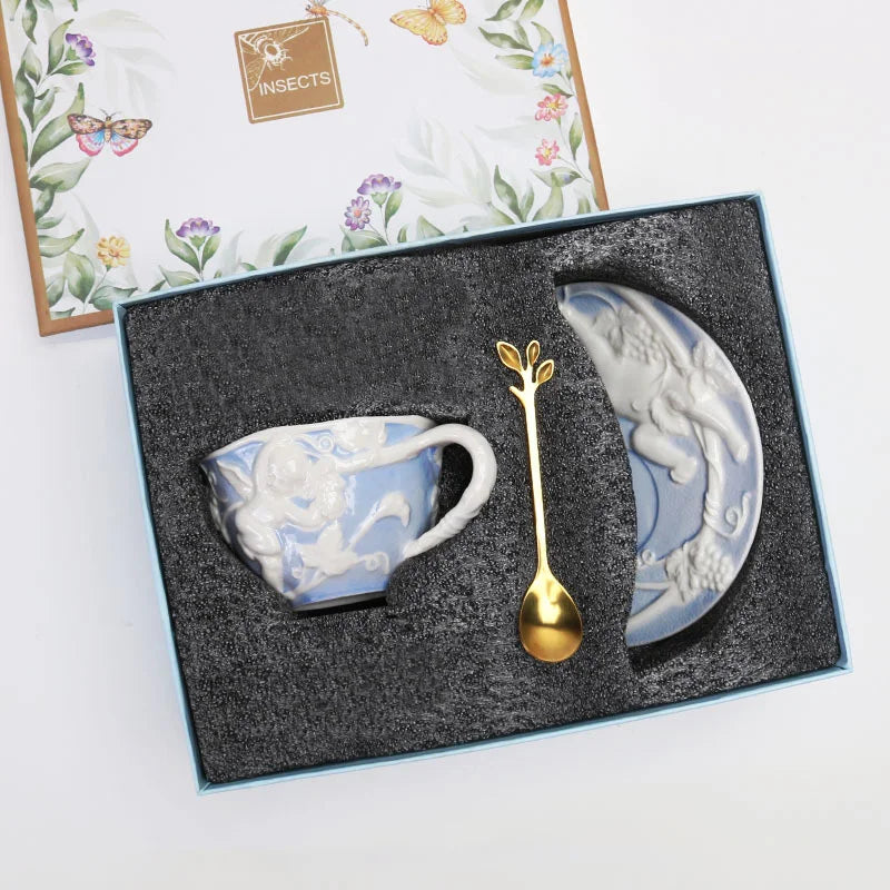 Discount European Classic Blue Ceramic Tea Set Gift Box