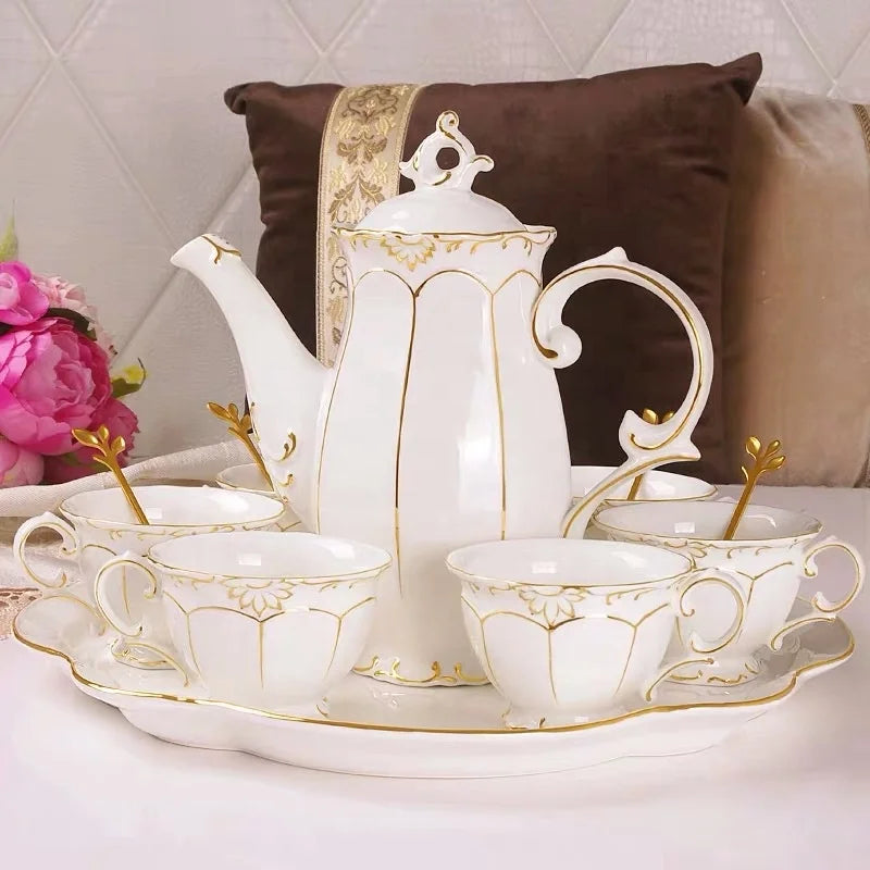 Low price Nordic simple relief afternoon tea ceramic coffee set