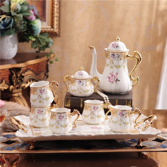 Low price discount European style afternoon tea with rural flowers in Phnom Penh ceramic tea set