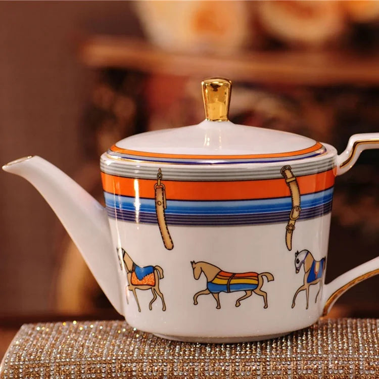 Factory directly sell animal horse phnom penh ceramic coffee cup set