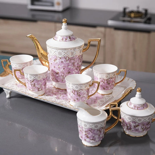 Afternoon Tea Coffee Set Vintage Drinkware with Phnom Penh Ceramic Crazy Discount European Style Four Color and Pink