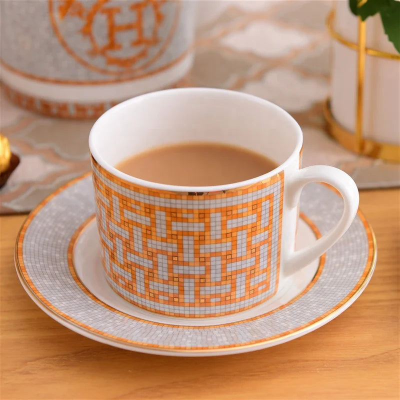 Hot selling 15pcs luxury European mosaic ceramic tea set coffee cup