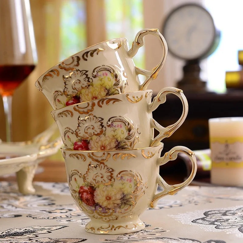 Low-price promotion of British characters and flower relief ceramic afternoon tea coffee set