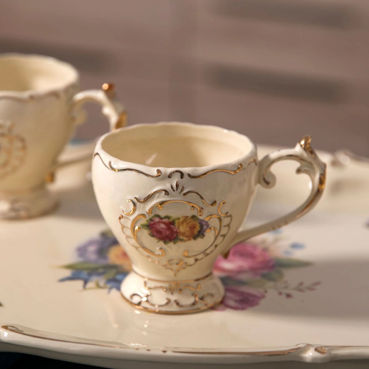 Low priced European style palace rose pattern afternoon tea coffee set