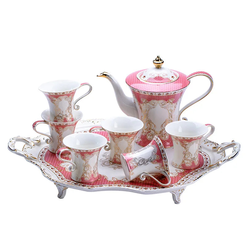 Customized British pink afternoon tea coffee set and tea set