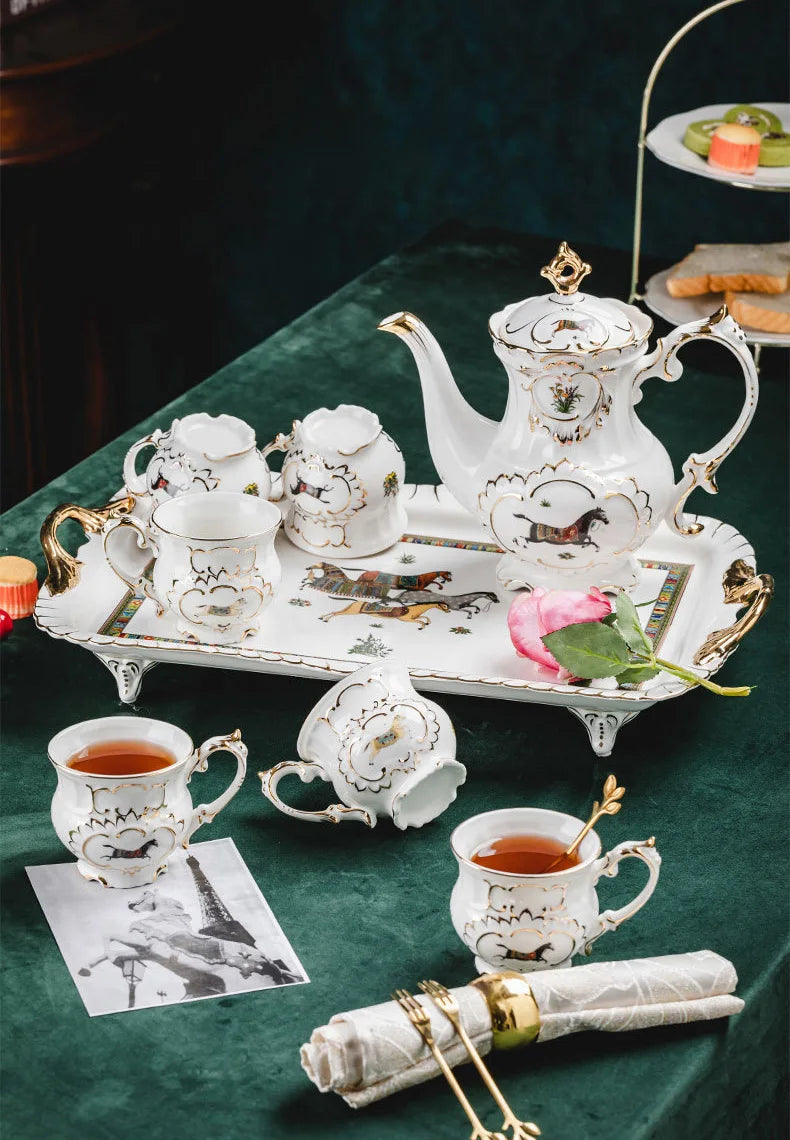 Hot selling European style luxury creative afternoon tea ceramic tea set