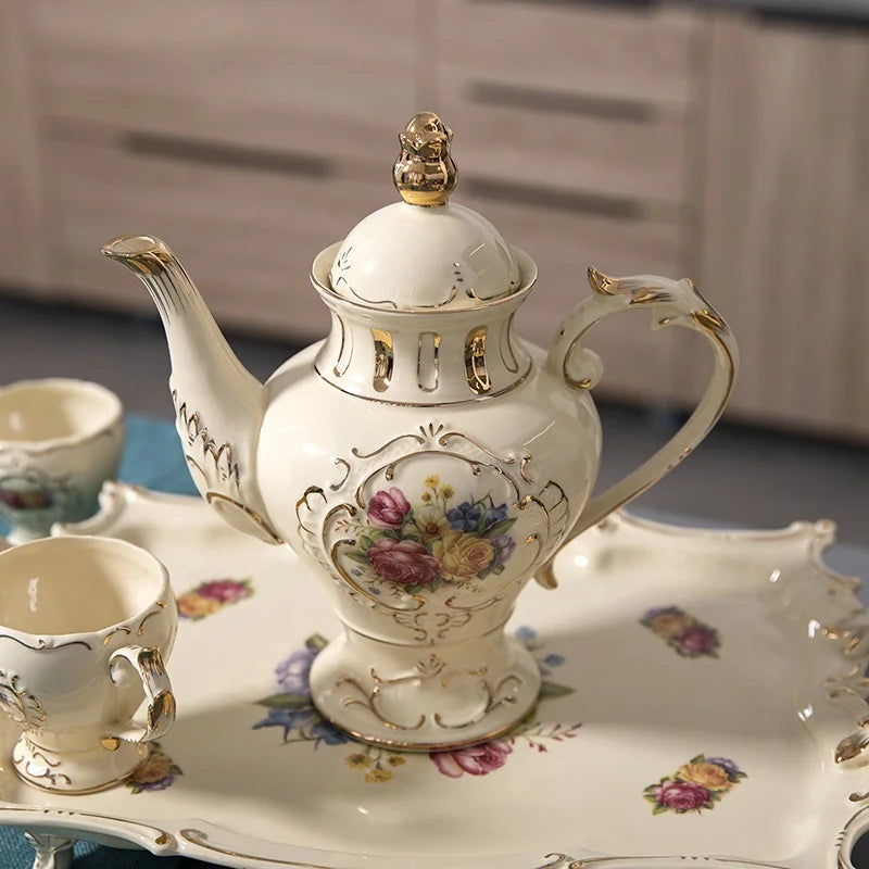 Low priced European style palace rose pattern afternoon tea coffee set