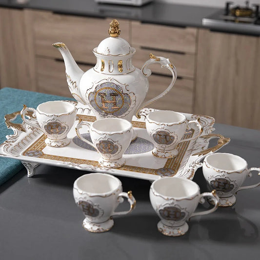 Style Creative Hand-painted Relief Mosaic Afternoon Tea Coffee Set Vintage Ceramic Tea Pot Low Price Promotion European