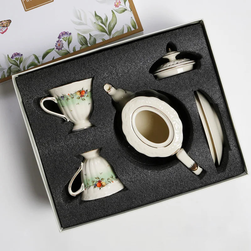 Coffee Set for Gifts with Gold Border Ceramic Amazon's Best-selling European Luxury Customized Color Box Coffee & Tea Sets