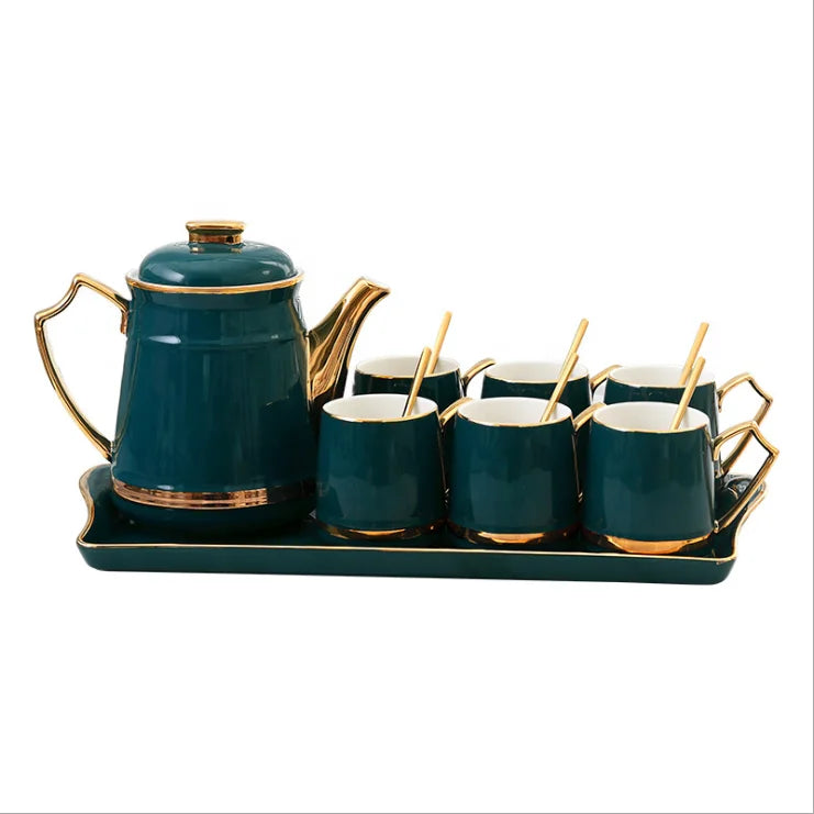 Household ceramics modern minimalist style color glaze afternoon tea set drinking set coffee cup set with tray