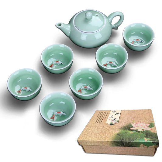 Best Selling Chinese Porcelain Handmade Ceramic Kung Fu Tea Set/Colorful Pattern Teacup Ceramic Tea Pot