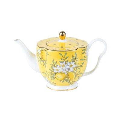 Yellow Coffee Pot Cup Coffee Set Water Set Royal Ceramic Wholesale Europe Bone China Kitchen Storage Coffee & Tea Sets Support