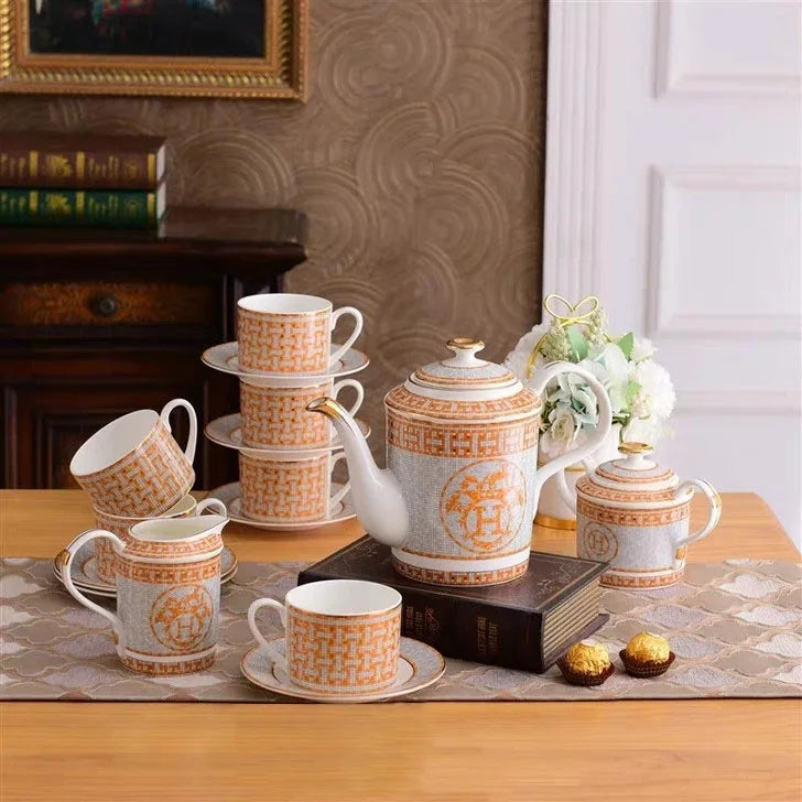 Hot selling 15pcs luxury European mosaic ceramic tea set coffee cup