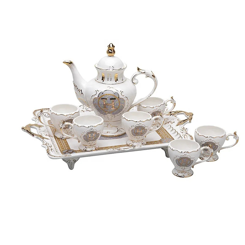 Style Creative Hand-painted Relief Mosaic Afternoon Tea Coffee Set Vintage Ceramic Tea Pot Low Price Promotion European