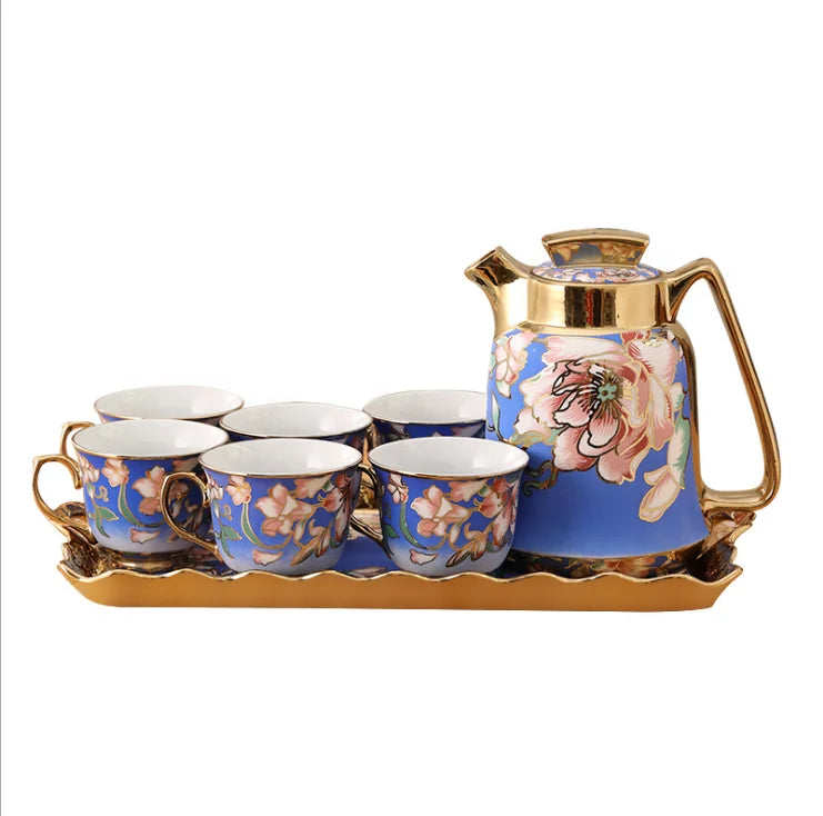 Hot Sale Nordic Living Room Home Decors Flower Pattern Water Cup Set Porcelain Coffee Tea Cup Sets