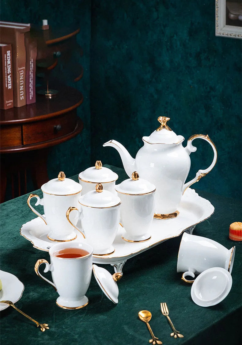 Hot Selling European Style White Luxury Phnom Penh Afternoon Tea Ceramic Coffee Set