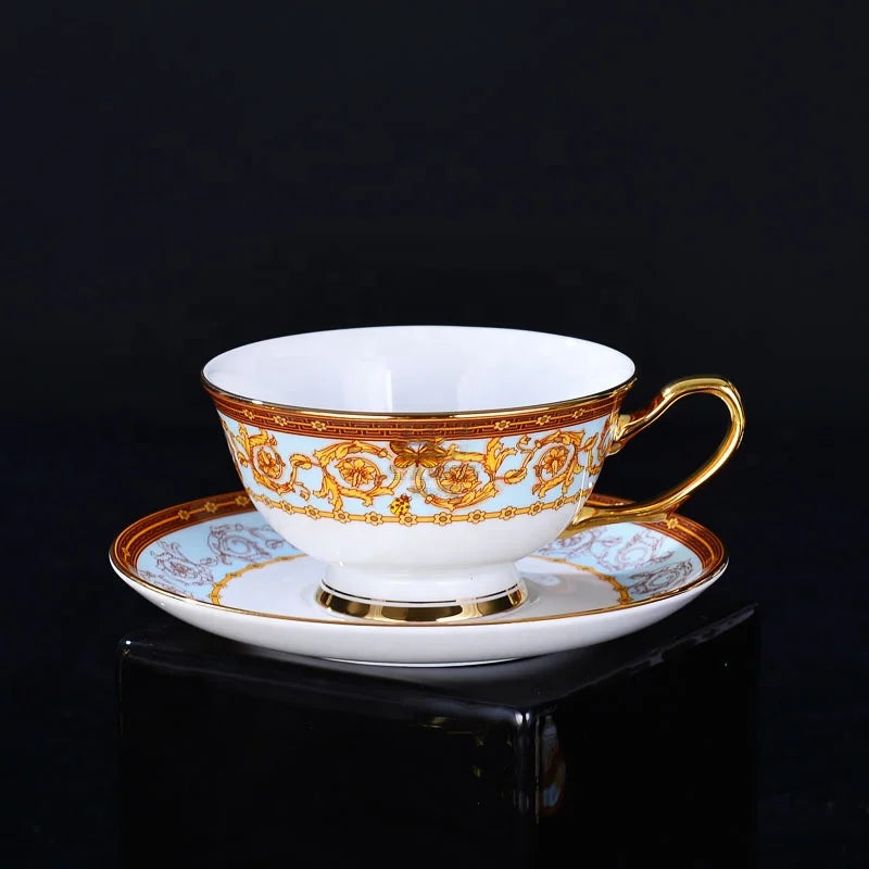 On Sale European Luxury Gilding Butterfly Pattern Home Decors Ceramic Coffee Tea Sets