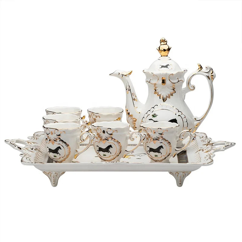 Hot selling European style luxury creative afternoon tea ceramic tea set