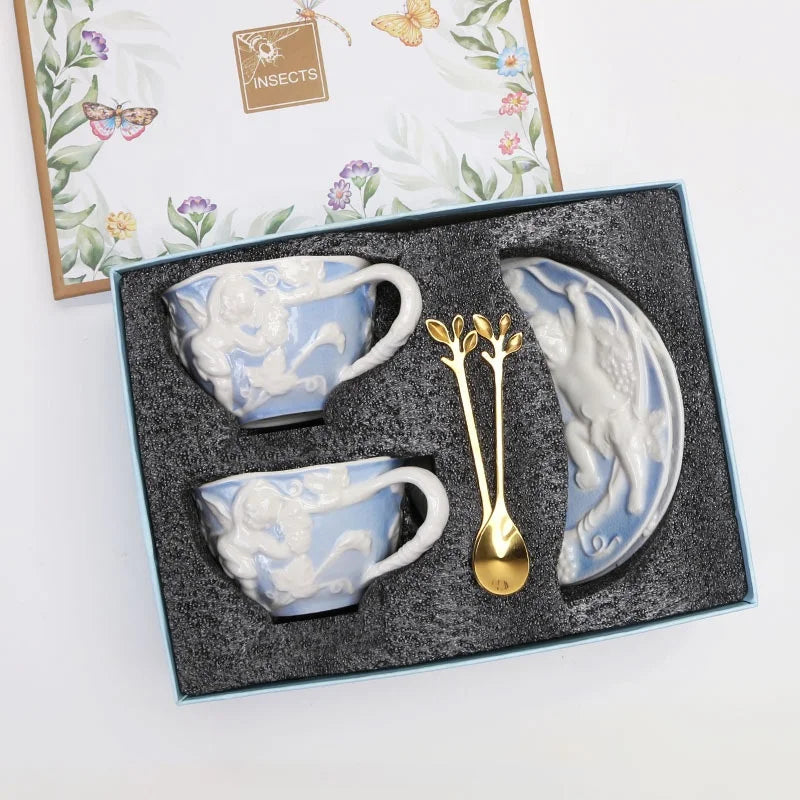 Discount European Classic Blue Ceramic Tea Set Gift Box