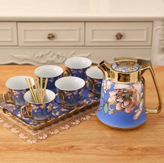 Hot Sale Nordic Living Room Home Decors Flower Pattern Water Cup Set Porcelain Coffee Tea Cup Sets