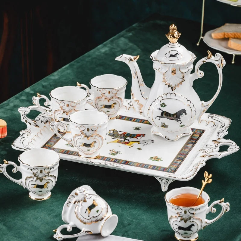 Hot selling European style luxury creative afternoon tea ceramic tea set