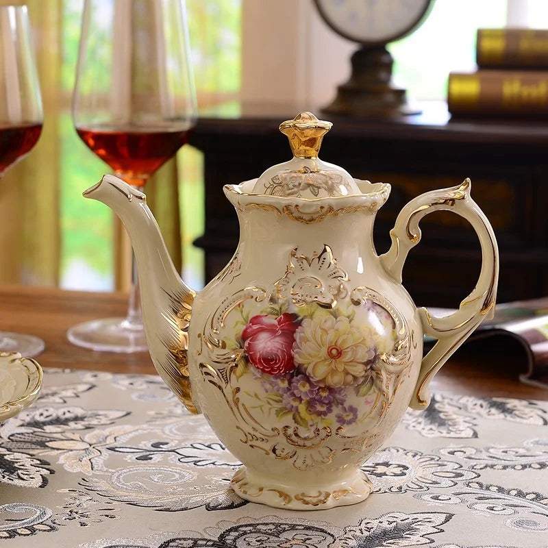 Low-price promotion of British characters and flower relief ceramic afternoon tea coffee set