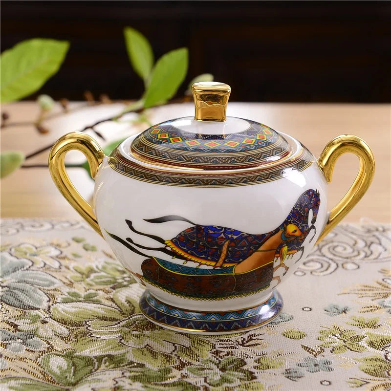 Promotional 15 Pcs Luxury Nordic War Horse Dining Room Fine Bone China Coffee & Tea Sets