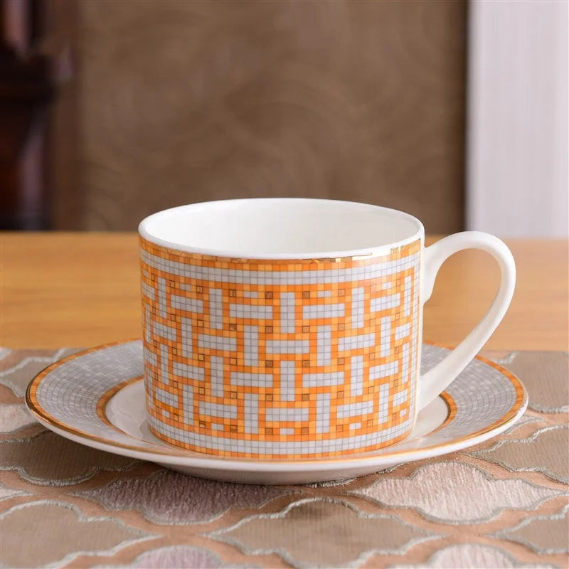 Hot selling 15pcs luxury European mosaic ceramic tea set coffee cup