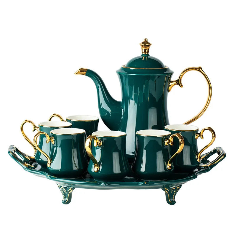 Coffee Sets Afternoon Tea with Phnom Penh Ceramic Wholesale of European Style Novelty Blue and Green Vintage Drinkware