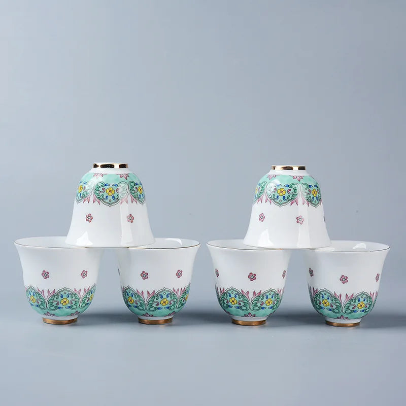 New Product Porcelain mug Enamel Ceramic Tea Cup Flower Tea Set Cup Gift Customization