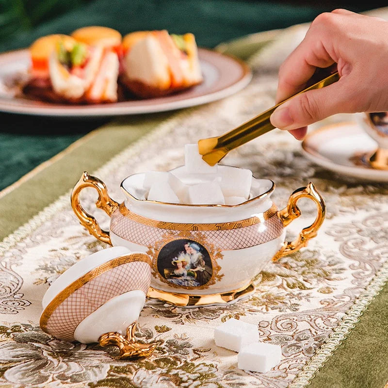 The manufacturer wholesales European oil painting noble women's luxury afternoon tea coffee set