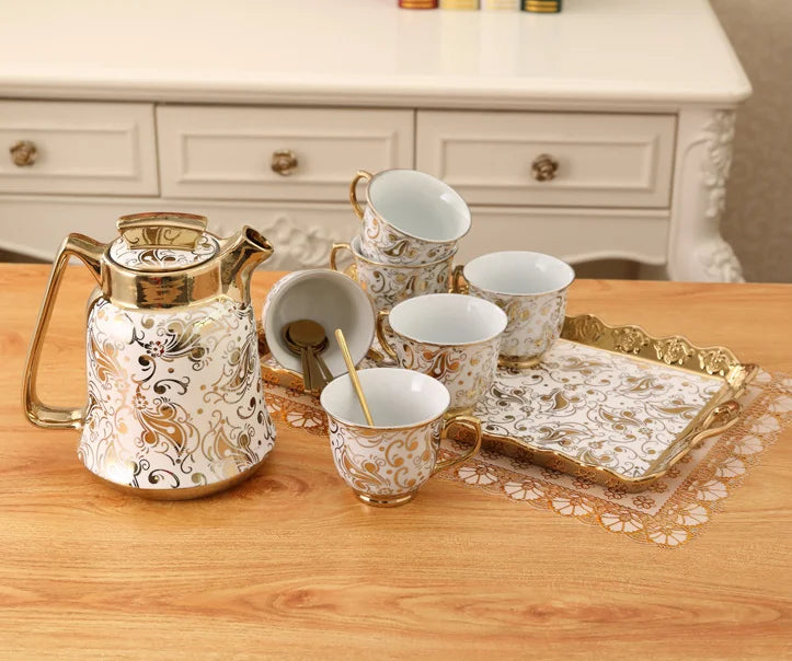 Hot Sale Nordic Living Room Home Decors Flower Pattern Water Cup Set Porcelain Coffee Tea Cup Sets