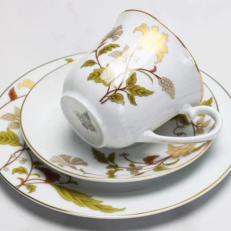 Hot selling Nordic flower patterned porcelain coffee set and plate