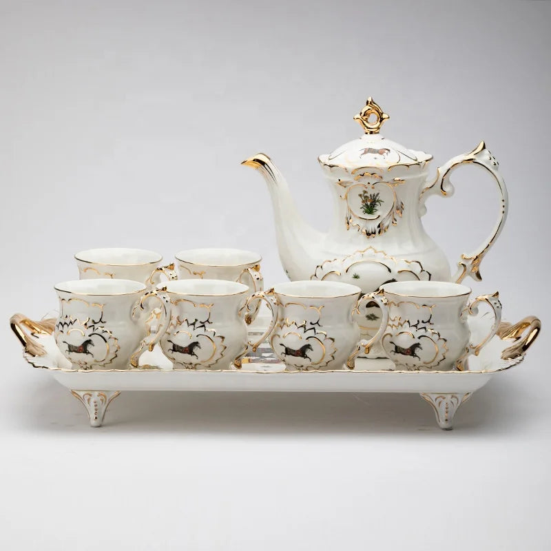 Hot selling European style luxury creative afternoon tea ceramic tea set