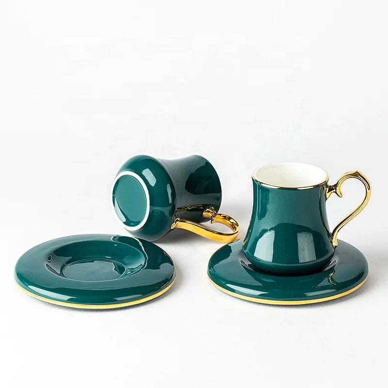 Coffee Sets Afternoon Tea with Phnom Penh Ceramic Wholesale of European Style Novelty Blue and Green Vintage Drinkware