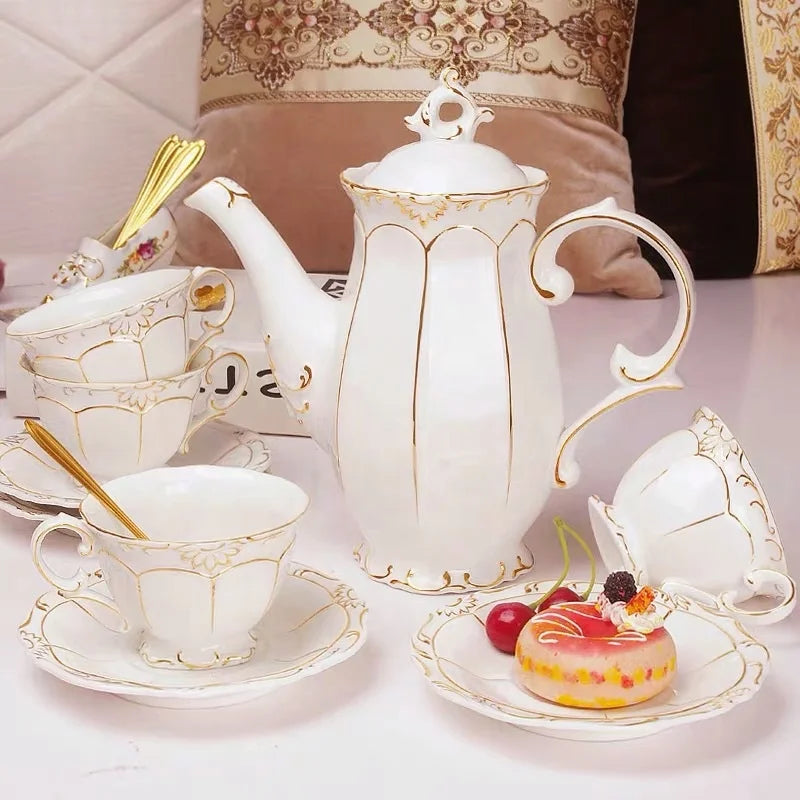 Low price Nordic simple relief afternoon tea ceramic coffee set