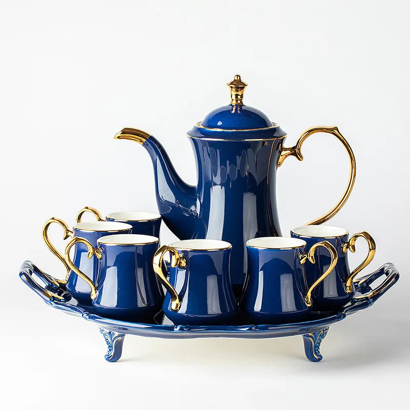 Coffee Sets Afternoon Tea with Phnom Penh Ceramic Wholesale of European Style Novelty Blue and Green Vintage Drinkware