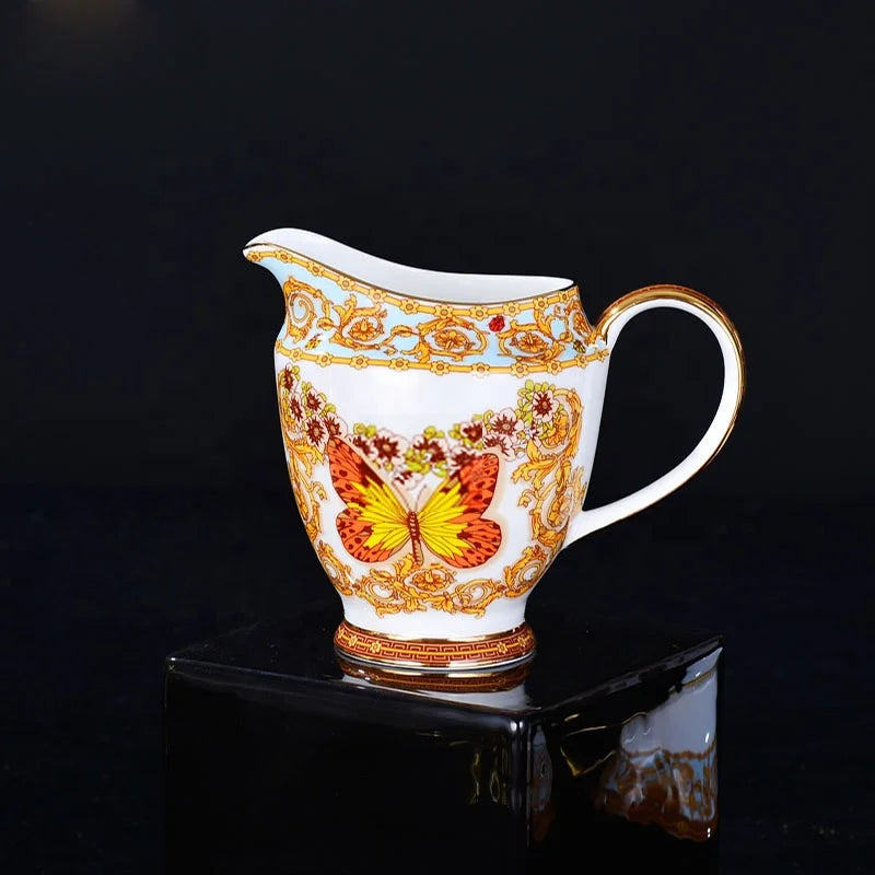 On Sale European Luxury Gilding Butterfly Pattern Home Decors Ceramic Coffee Tea Sets