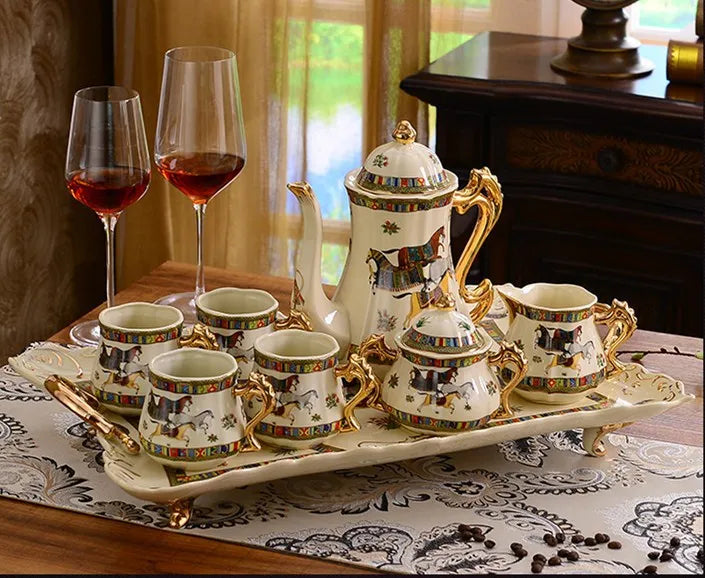 Discount European Luxury Flower Pattern Phnom Penh Ceramic Tea Set