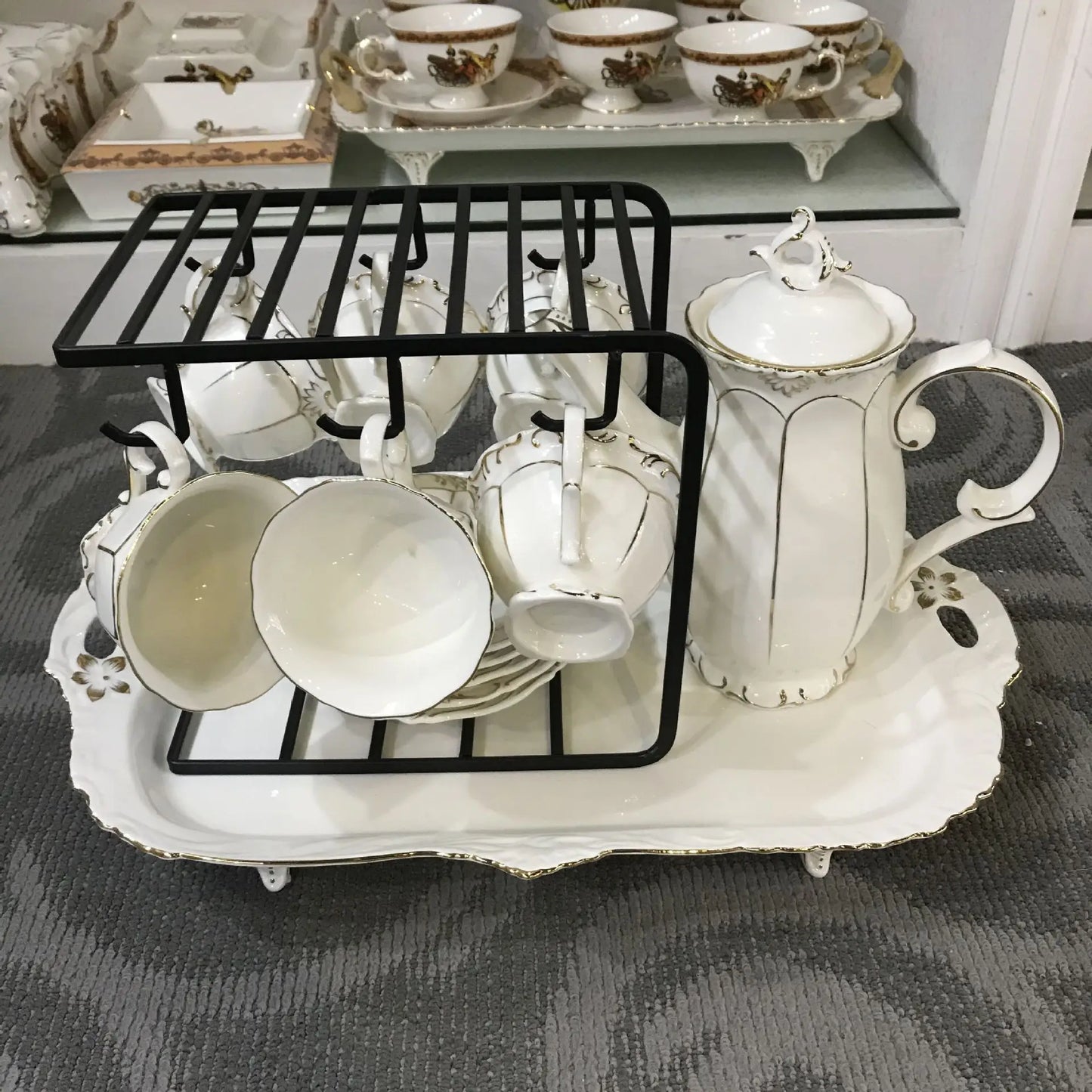 Low price Nordic simple relief afternoon tea ceramic coffee set