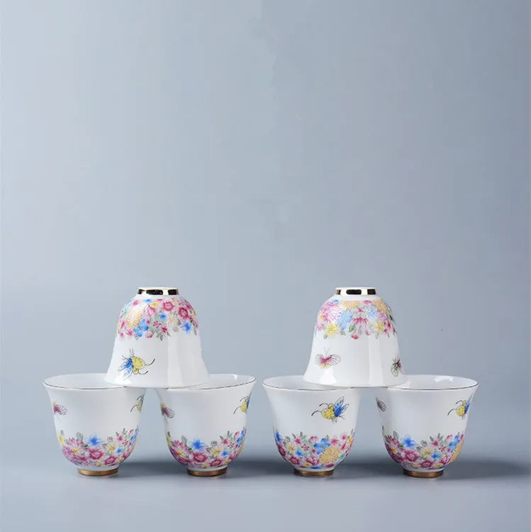 New Product Porcelain mug Enamel Ceramic Tea Cup Flower Tea Set Cup Gift Customization