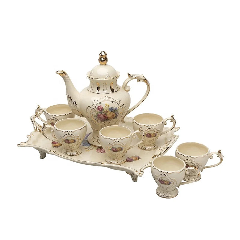 Low priced European style palace rose pattern afternoon tea coffee set