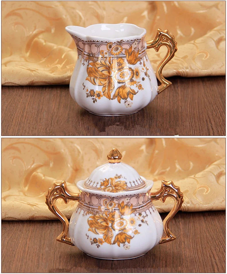 Discount European Luxury Flower Pattern Phnom Penh Ceramic Tea Set