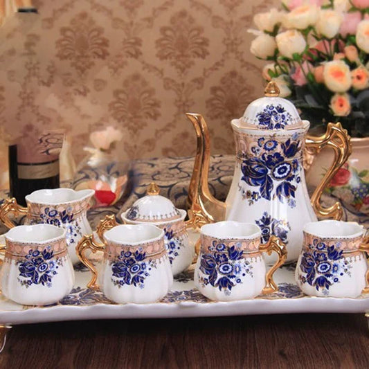 Discount European Luxury Flower Pattern Phnom Penh Ceramic Tea Set