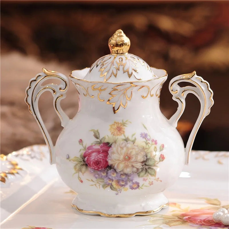 Best selling European classic rose pattern afternoon tea coffee set