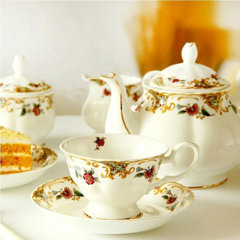 Exquisite European style luxury coffee suit ceramic tea set afternoon tea bone china coffee cup set